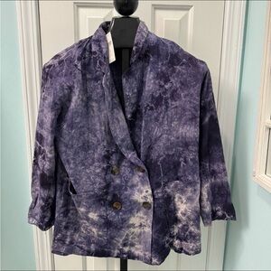 NWT Amadi Anthropologie Women's Size XS Purple Tie Dye Blazer Jacket